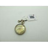 A Ladies Fob Watch, the unsigned dial (discoloured) with Roman numerals, in allover floral