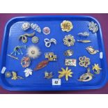 Trifari and Other Vintage and Later Costume Brooches, Exquisite, etc :- One Tray