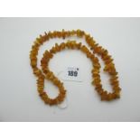 A Single Strand Raw Amber Necklace.