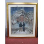 Stephen Doig: Mount Everest Montage, featuring Hillary and Tenzing, with apparatus and flag,