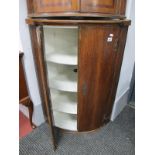 Oak Bow Fronted Corner Cupboard, with three internal shelves, reeded sides.