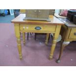 XIX Century Pine Table, with dividers to single drawer, on turned legs, 72cm wide.