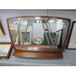 1970's Teak Framed Rounded Rectangular Wall Mirror, with lower shelf, 60cm wide.