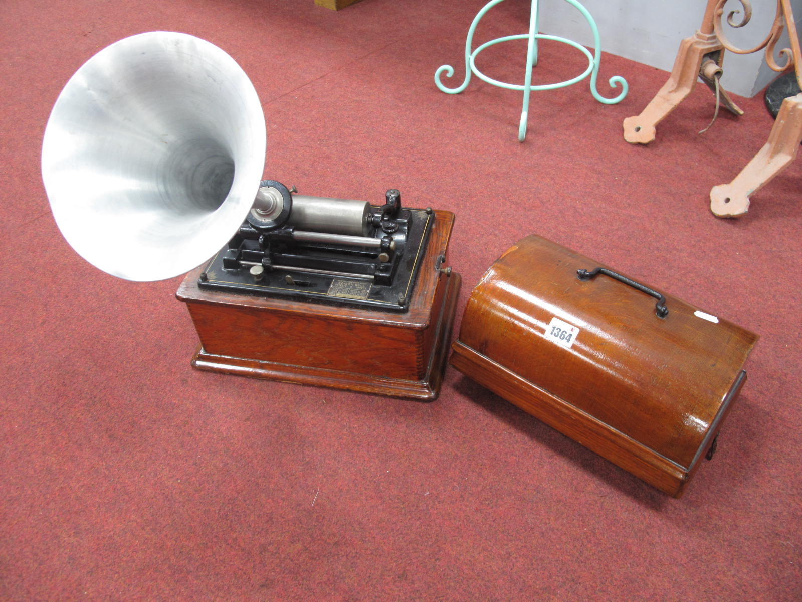 Edison Bell The Don Phonogram 'New Model', with associated horn and cylinder cases. - Image 2 of 5