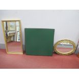 Bevelled Rectangular Wall Mirror, with gilt frame, 51 x 97cm; folding card table, oval wall