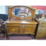 1920's Walnut Sideboard, with oval mirror inset to back,on cabriole legs, 138cm wide.
