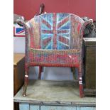 A Lloyd Loom Style painted Chair, decorated with Union Jacks.