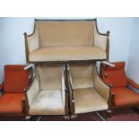 An Early XX Century Mahogany Three Piece Salon Suite, comprising a two seater settee and two