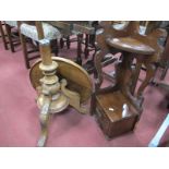A XIX Century Based Wine Table, with carved tripod legs, dressing shelf. (2)