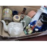 MacFarlane Tin, tea pot, toby jug with faults, etc:- One Box