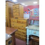A Pine Chest of Drawers, with two short drawers, five long drawers, 93cm x 106cm high, together with