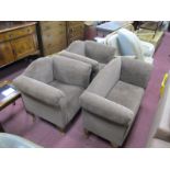 Mellissa Kay Bespoke Furniture, small three piece parlour suite upholstered in a brown fabric, on