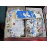 World Wide Postage Stamps, in two shoe boxes.