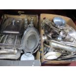 Plated Baskets, dishes, bowls, cruet set, etc:- Two Boxes.