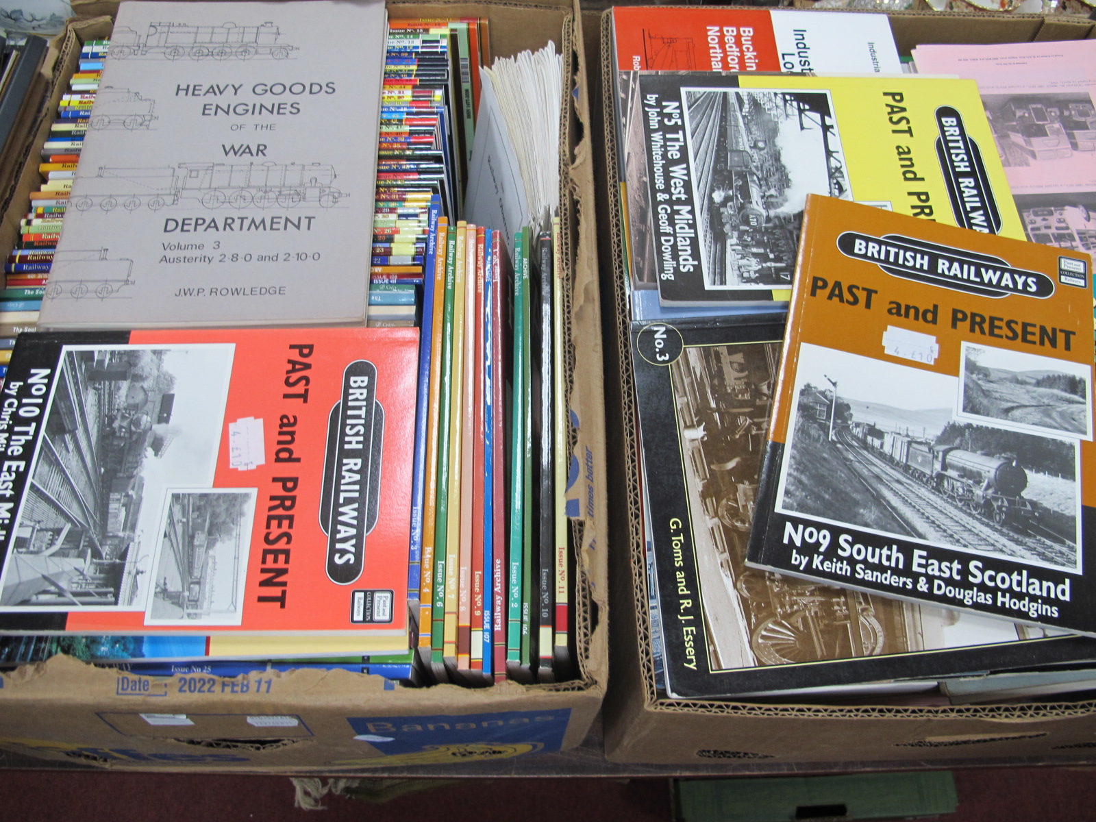 Railway Books - Southern Way, Railway Archive, ETC, dvd's, etc:- Two Boxes.