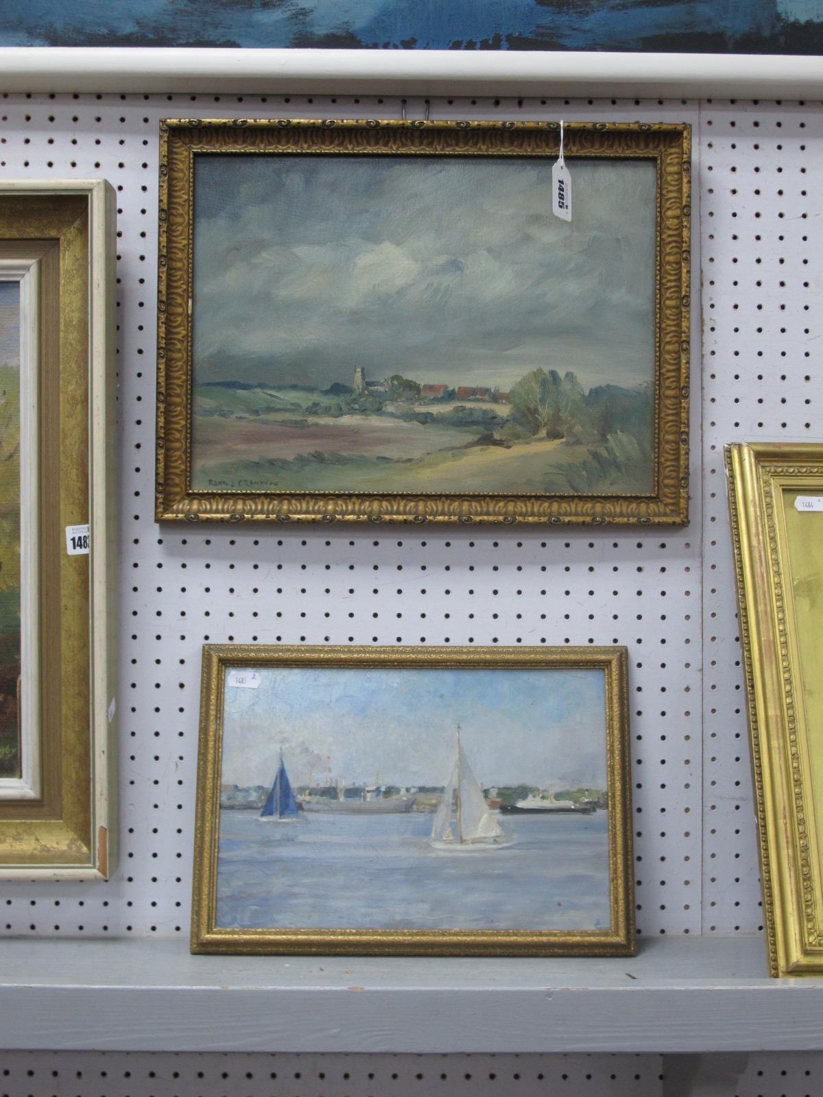 Ronald Crampton, Blyth Burgh, Suffolk, oil on board, signed lower left, 26.5 x 36.5cm, another of