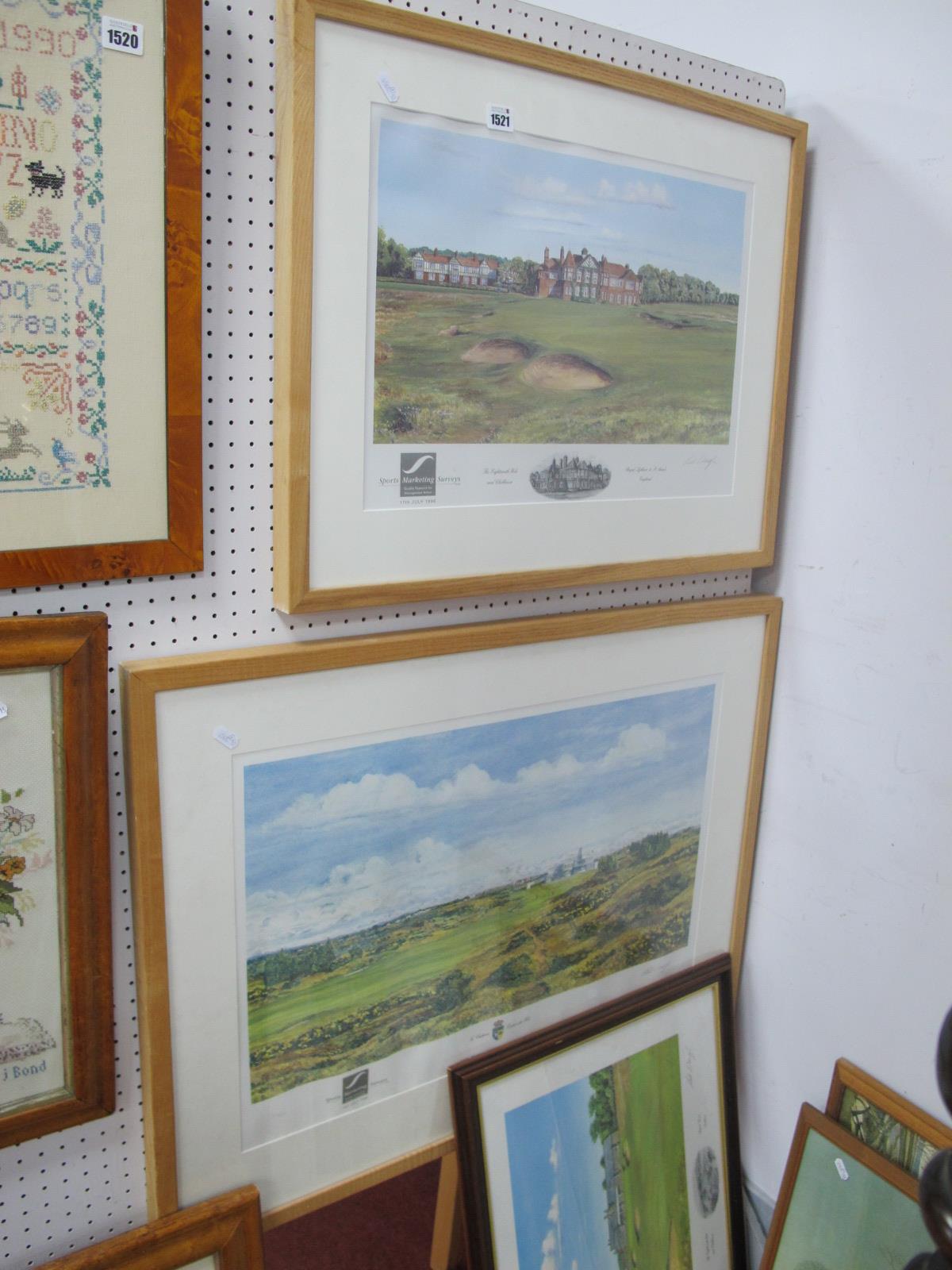 Bill Waugh Pencil Signed Golf Course Prints, 'Royal Lytham', 'Troon' & (The Largest) 'Royal