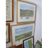 Bill Waugh Pencil Signed Golf Course Prints, 'Royal Lytham', 'Troon' & (The Largest) 'Royal