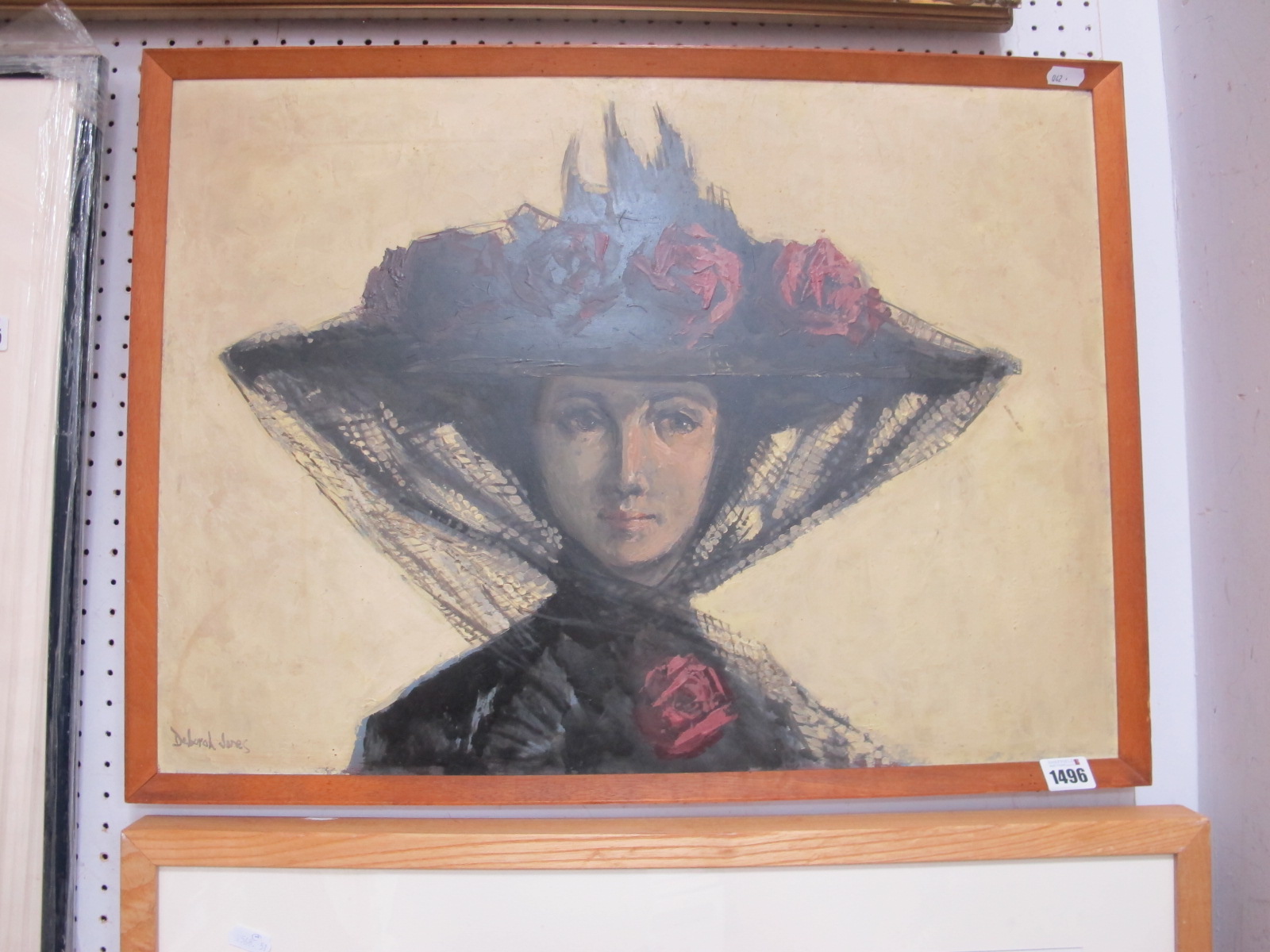 Deborah Jones (1921-2012), Head and Shoulders, of a lady wearing a hat, oil on board, signed