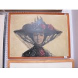 Deborah Jones (1921-2012), Head and Shoulders, of a lady wearing a hat, oil on board, signed
