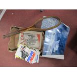 Eclipse Fish Tail Tennis Racket, Speedway programmes, War illustrated magazines, signed U.S Aircraft