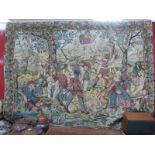 Corot French Tapestry, featuring a busy garden scene, 126 x 170cm. With display bar.