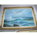 Schubert, Seascape, oil on canvas, signed lower right, 60 x 90cm.
