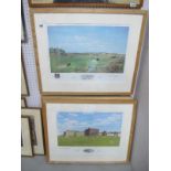 Bill Waugh Pencil Signed Golf Course Prints, 'Troon', 'St Andrews' and 'Carnoustie', images 28.5 x