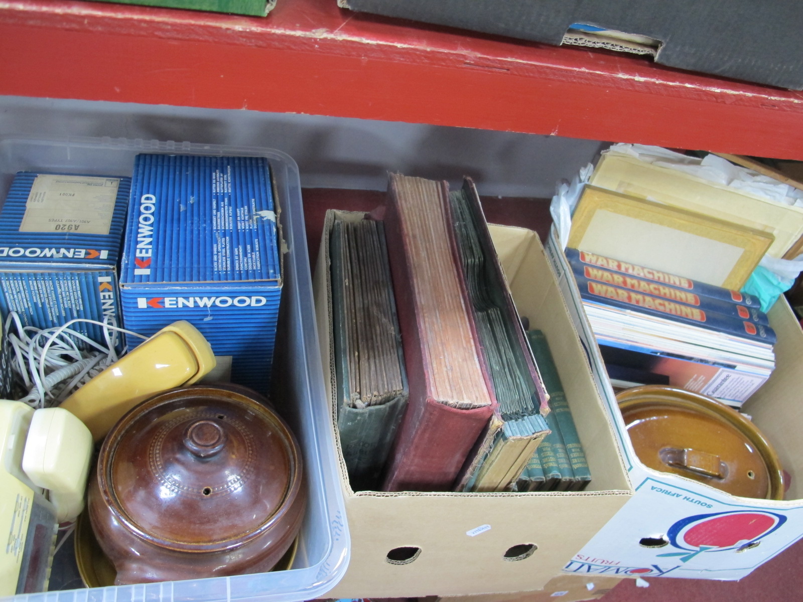 Records, books, magazines, telephones, Kenwood mixer, etc, (untested sold for parts only):- Three