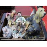 Capodimonte Figures (3), two resin dogs:- One Box