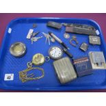 A Hallmarked Silver Vesta Case, further vesta case, cutthroat razor, pocketwatch, cigarette case,