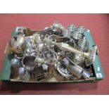 Assorted Plated Ware, including egg coddler on burner stand, twin branch candelabrum, mugs, goblets,