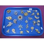 A Collection of Assorted Costume Brooches, including imitation pearl, diamanté, etc :- One Tray