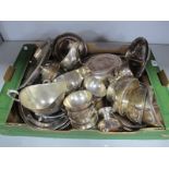 Assorted Plated Serving Dishes, dish covers, graduated oval meat plates, sauce boats etc :- One Box