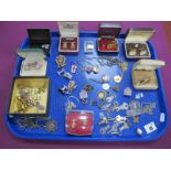 Assorted Cufflinks, enamel and other badges including Filey Butlins 1957, Pontin's Middleton