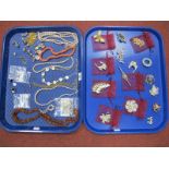 Assorted Costume Jewellery, including imitation pearls, raw amber graduated necklace, assorted