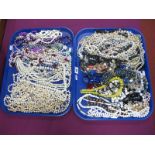 Imitation Pearl Bead Necklaces, other bead necklaces etc :- Two Trays