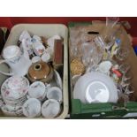 Royal Sutherland, Standard 'Trend' & Chodziez Tea Services, figurines, glassware, bag, brass box.
