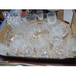 Stuart Glass Fruit Bowl, Brierley posy, drinking glasses, pair of decanters, etc:- One Box.