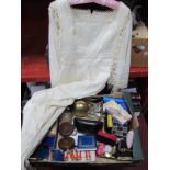 A Vintage Berkertex Ladies Wedding Dress, sunglasses, etc:- One Box.