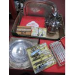 Viners Presentation Plates, four piece tea service and tray, cased cutlery:- One Box.