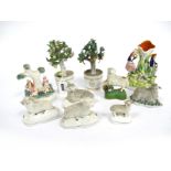 A Pair of Meissen Porcelain Models of Lemon Trees, each in cylindrical ring handled jardiniéres,