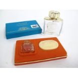 A Lalique Glass Coffret Miniatures De-Luxe Miniature Set, comprising a scent bottle and soap and a