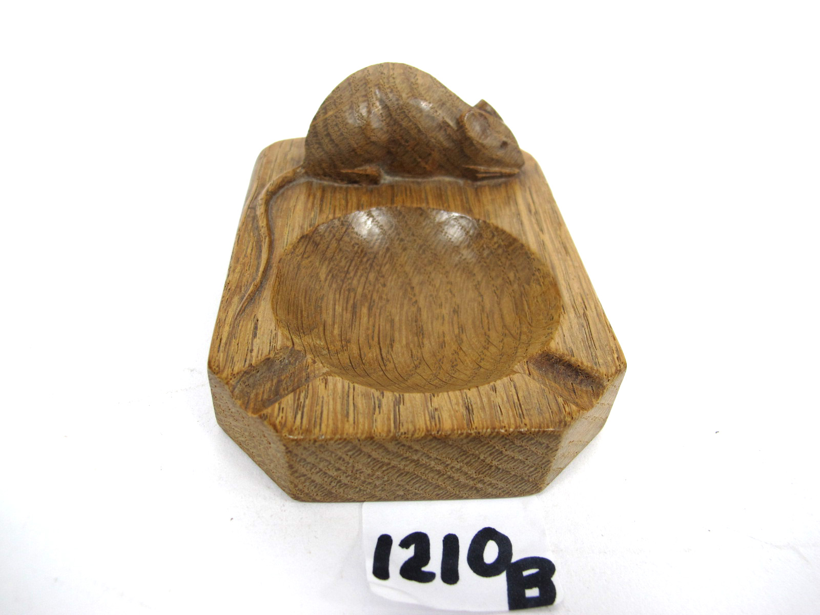 A Robert Thompson (Mouseman) Ashtray, of canted rectangular form with carved mouse signature, 10cm