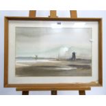•JOHN BARRIE HASTE (1931-2011) *ARR Coast Scene with Windmill, watercolour, signed lower left, 33