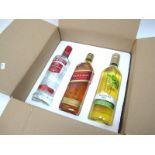 Spirits - Smirnoff Vodka, Johnnie Walker Red Label, Blossom Hill Sauvignon Blanc. Diagio Boxed. (3)