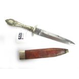 Lingard Superior Cutlery; A Bowie Knife, with commando style blade, nickel silver ornate handle,