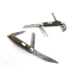 Rawson Brothers, Sheffield; A Pocket Knife, with three blades, stag scales, nickel silver bolsters