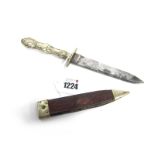Manson, Sheffield; A Bowie Knife, spear point, nickel silver ornate handle, overall length 23cm in a