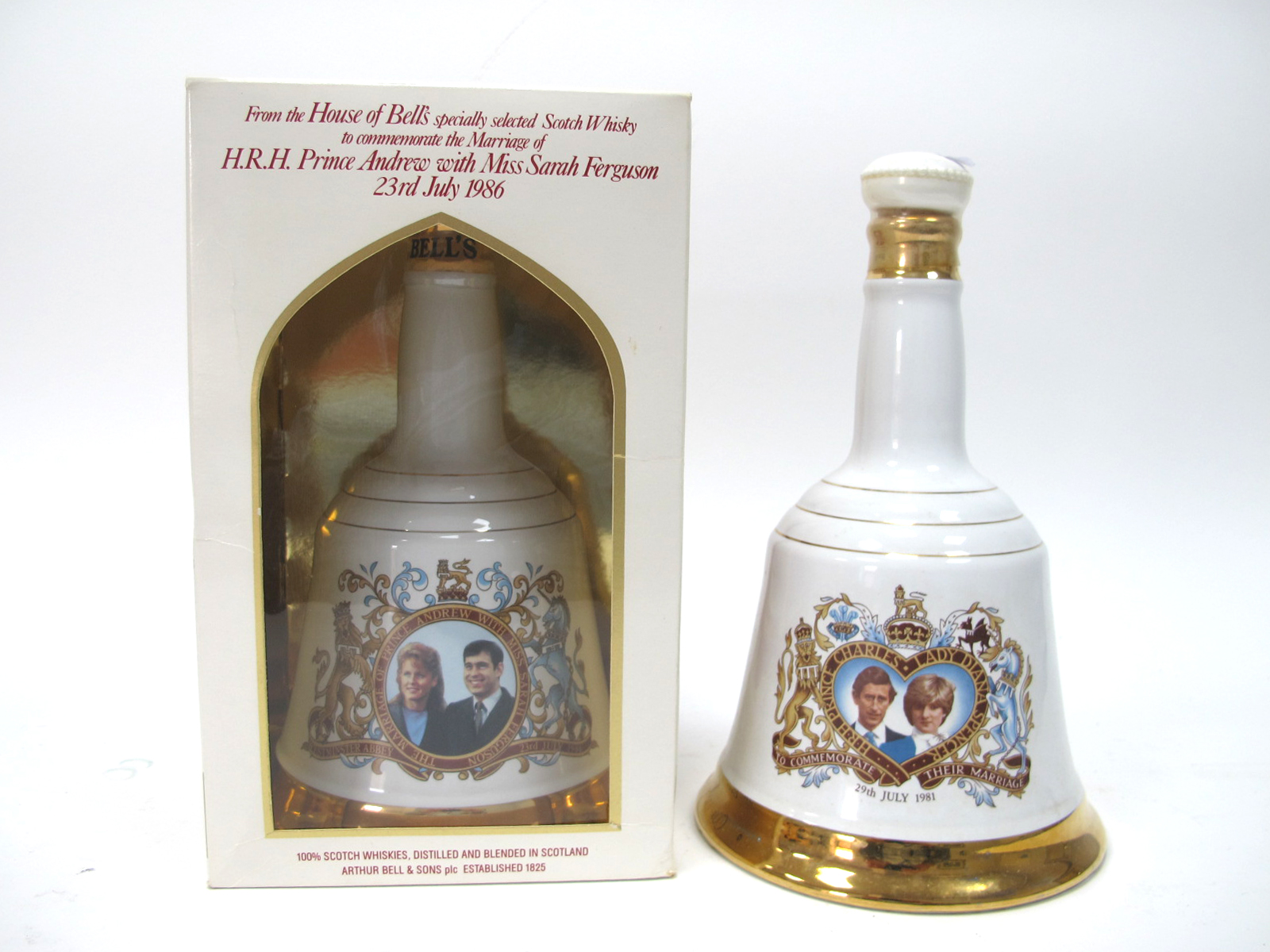 Whisky - Two Bell's Royal Commemorative Bell Scotch Whisky Decanters, one boxed.